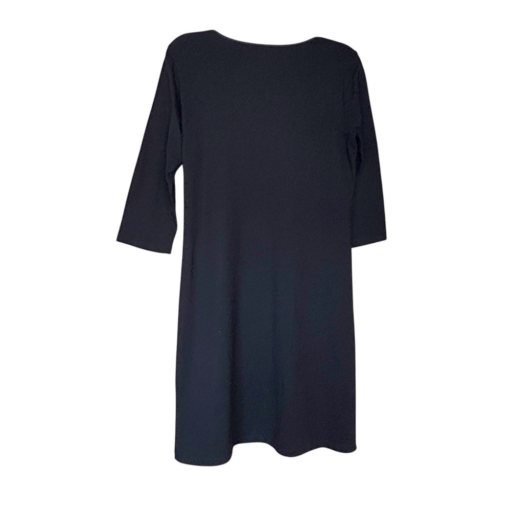 Eileen Fisher System Black Knit Dress Size XS Ribbon Detail Minimalist Capsule - Picture 3 of 6